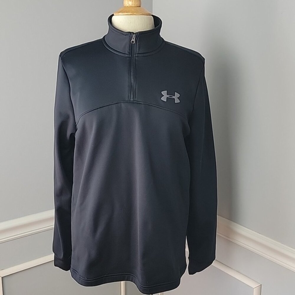 UNDER ARMOUR Loose Fit Black 1/4 Zip Fleece Lined Activewear Pull Over Jacket S